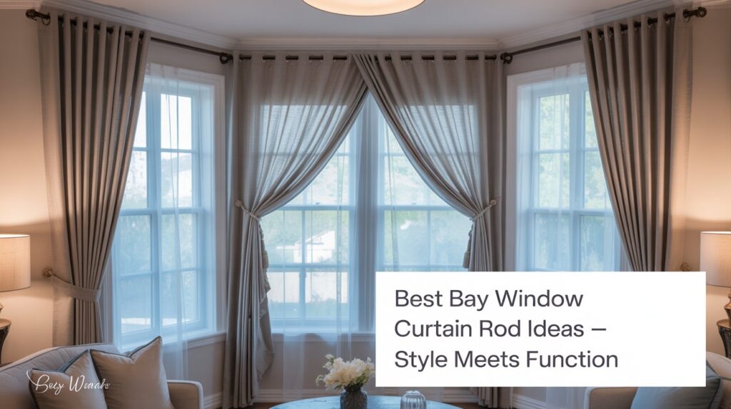 Chic bay window curtain styling ideas with pleated drapes, sheer panels, and decorative tiebacks for a functional and elegant window treatment.