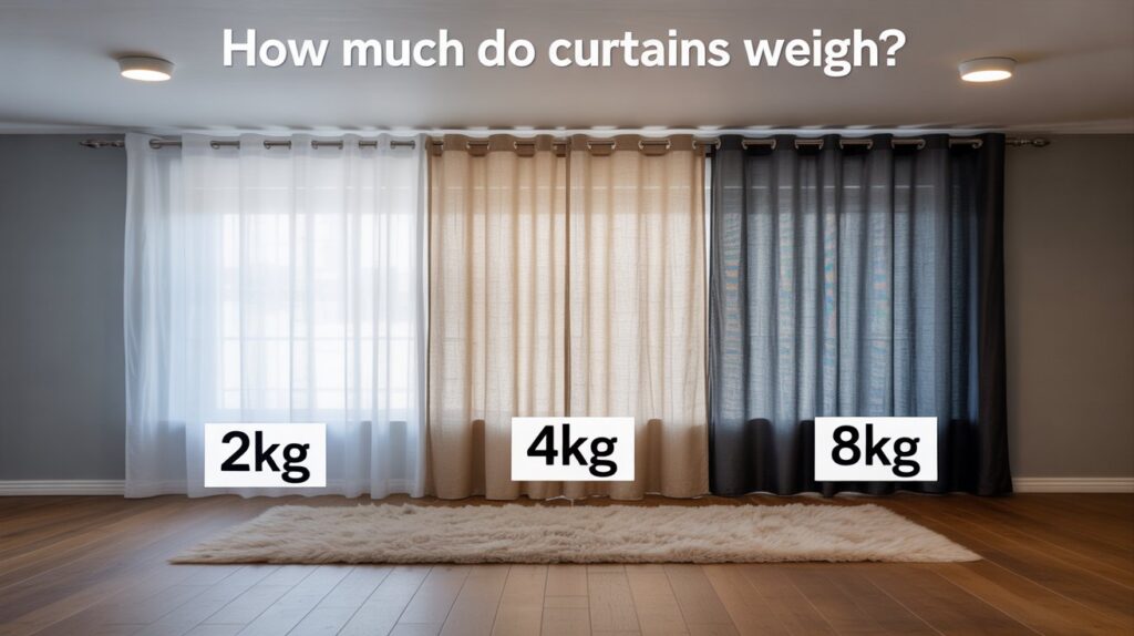 A modern living room displaying light vs heavy curtains—highlighting the weight difference between sheer, cotton, and blackout fabrics in real interior settings.