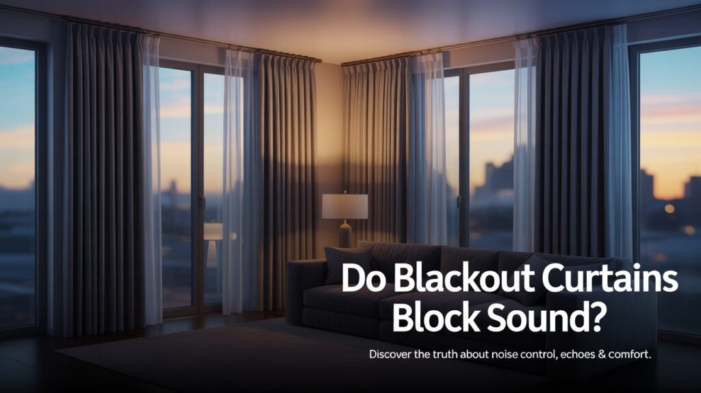 A quiet, modern room with blackout curtains drawn—visualizing the question, do blackout curtains block sound?