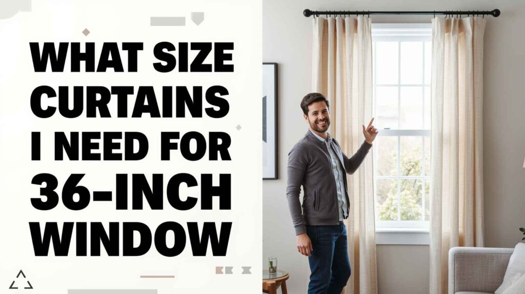 Modern living room window with beige curtains showing what size curtains do I need for a 36-inch window and proper curtain width for stylish home decor?