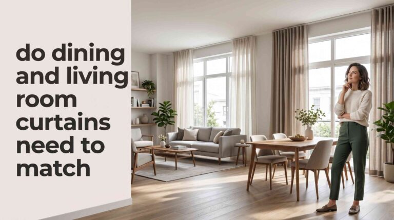 Do dining and living room curtains need to match in a modern open floor plan with coordinated neutral curtains and stylish interior design?