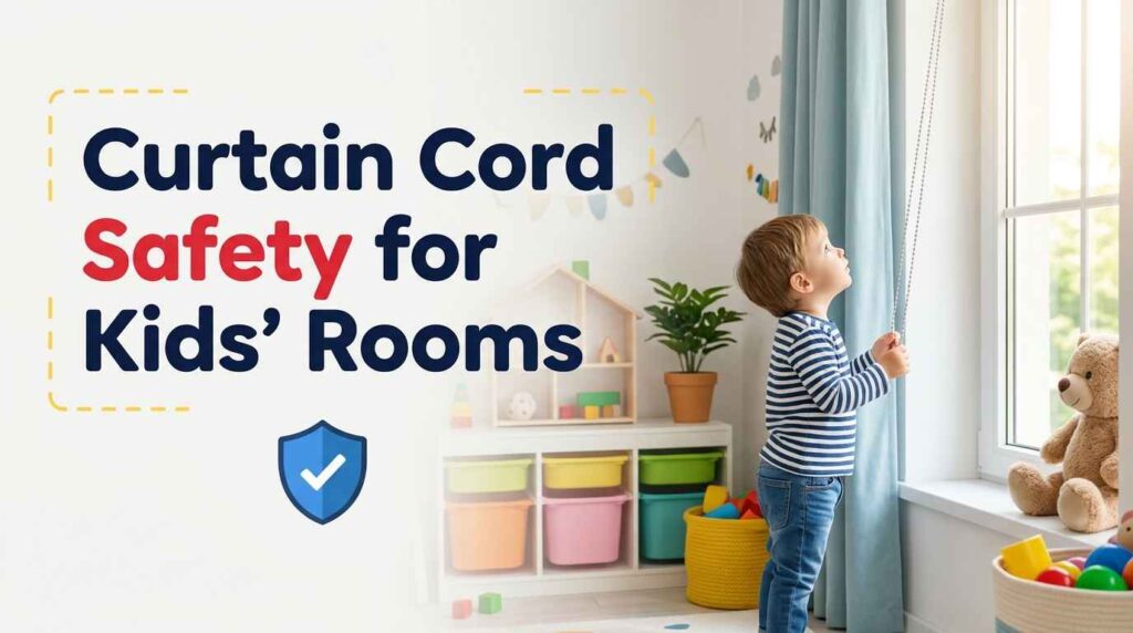 Child-safe window curtain cords designed to improve safety in a children's bedroom