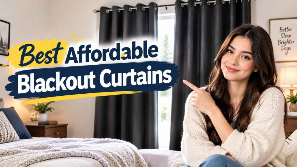 Modern bedroom with stylish affordable blackout curtains for better light control and sleep